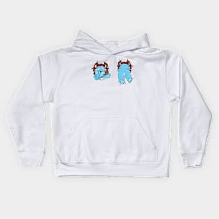 Cute monster inside a wall Kids Hoodie